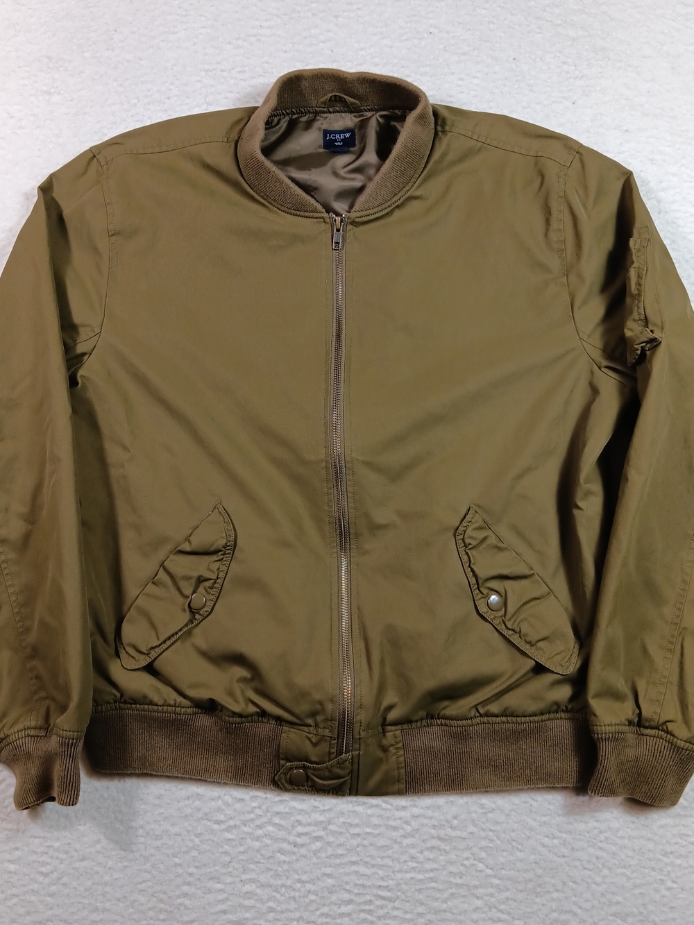 J Crew Jacket Mens Large Olive Green Military Flight Bomber G7583